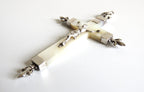Antique French Mother of Pearl Crucifix Hallmarked Silver Dated 1906 - Vintage French Treasures