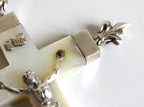 Antique French Mother of Pearl Crucifix Hallmarked Silver Dated 1906 - Vintage French Treasures