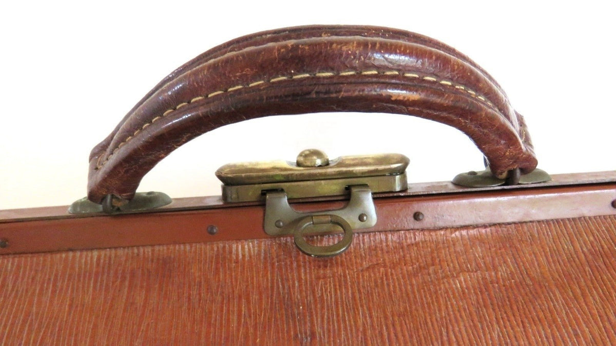 Antique French Leather Doctor’s Bag , Large Gladstone Medical Bag - Vintage French Treasures