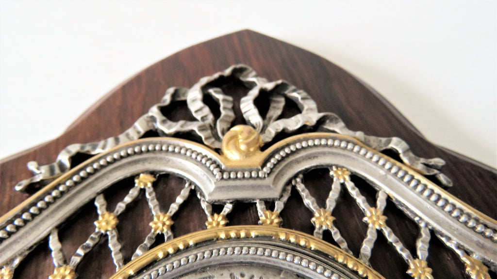 Antique French Rosa Mystica Benitier: Holy Water Font, Rosewood Plaque - Vintage French Treasures