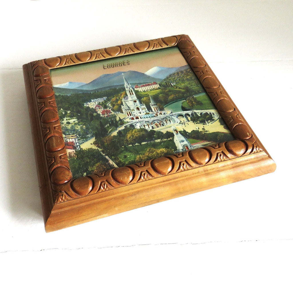 Antique French Lourdes Music Box Trivet: Ave Maria Religious Decor - Vintage French Treasures