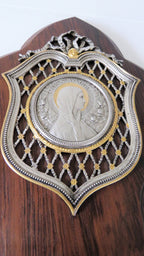 Antique French Rosa Mystica Benitier: Holy Water Font, Rosewood Plaque - Vintage French Treasures